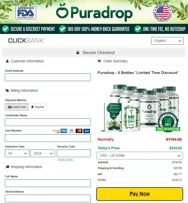 puradrop order page